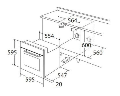 FALCO 60CM Eye Level Oven, 6 Function-BIL66M2-A1