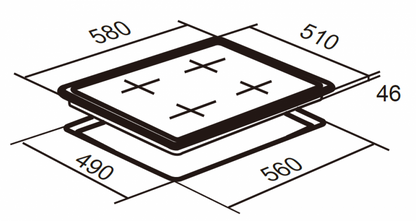 FALCO 60CM Stainless Steel Ceramic Gas Hob - FAL-SSCH-60