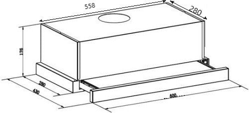 FALCO 60cm Slide Out S/Steel Telescopic Extractor Fan Built-in FAL-60-62S