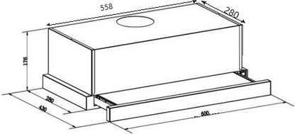 FALCO 60cm Slide Out S/Steel Telescopic Extractor Fan Built-in FAL-60-62S