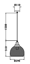 Radiant PF201 - Pendant 230v - Metal Shade 290mm - Artisans Trade Depot