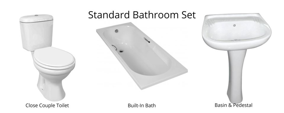Standard Bathroom Set (Toilet, Bathtub & Basin with Pedestal)